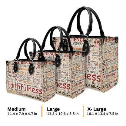 Jesuspirit | Personalized Leather Handbag With Zipper | Patience Godness Faithfulness LHBM730