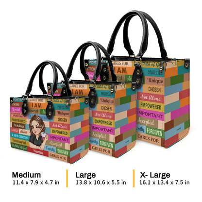 I Am | Personalized Leather Handbag JSLHBPH1348L