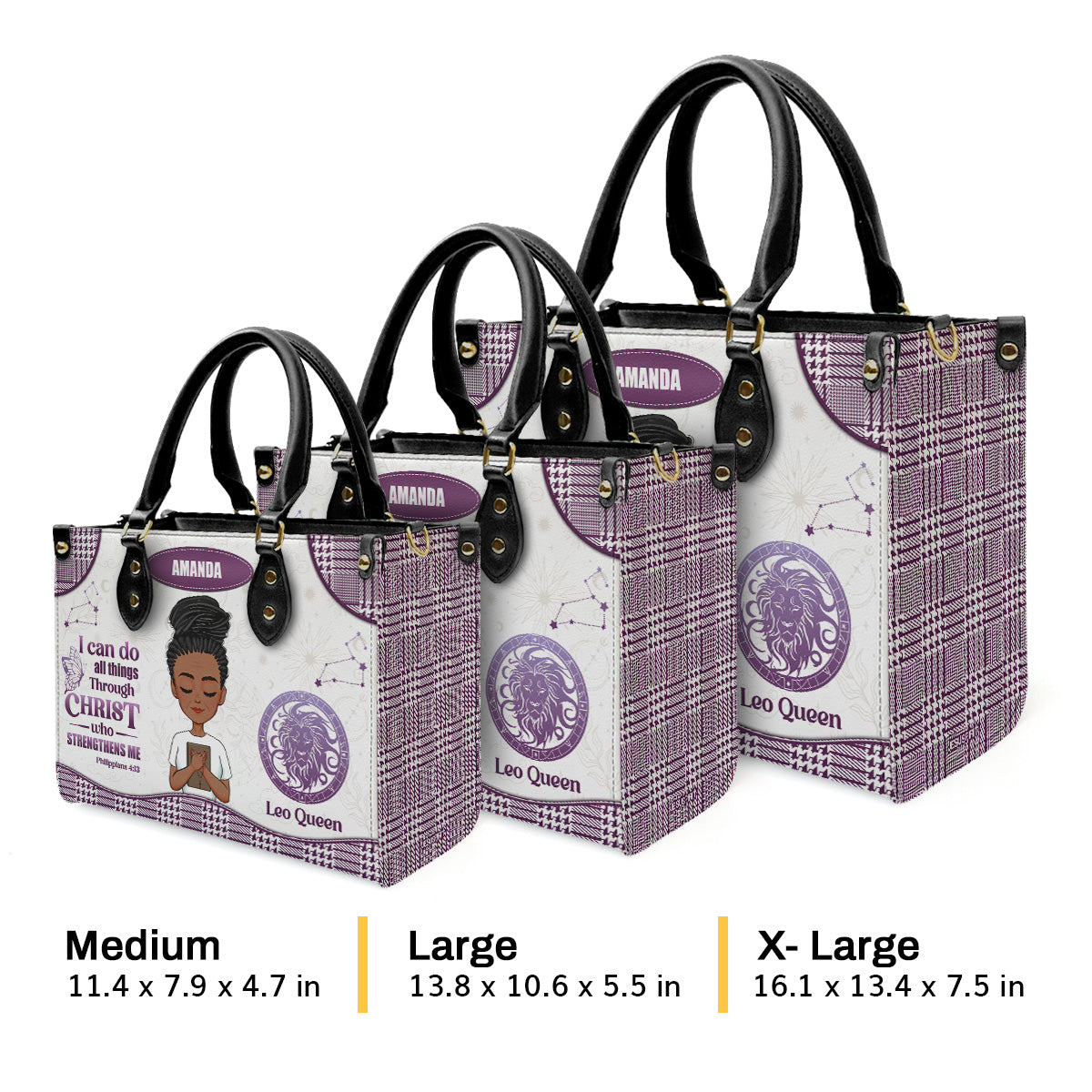 I Can Do All Things Through Christ Who Strengthens Me | Personalized Leather Handbag JSLHBPTN1325D