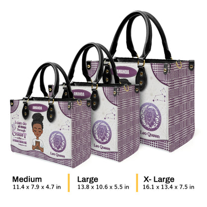 I Can Do All Things Through Christ Who Strengthens Me | Personalized Leather Handbag JSLHBPTN1325D