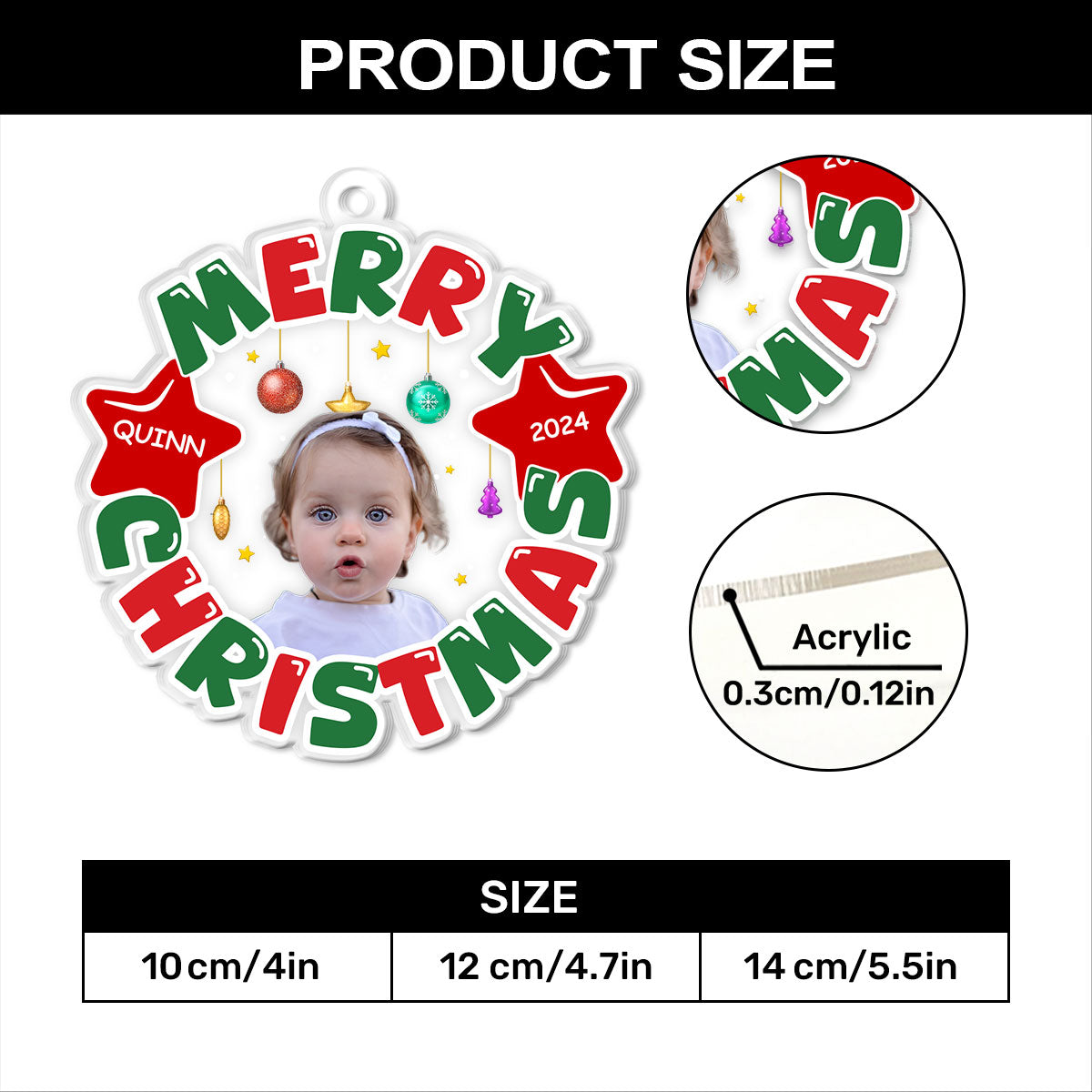 Merry Christmas Baby | Personalized 1-Side Acrylic Ornament JSACOHLN2744L