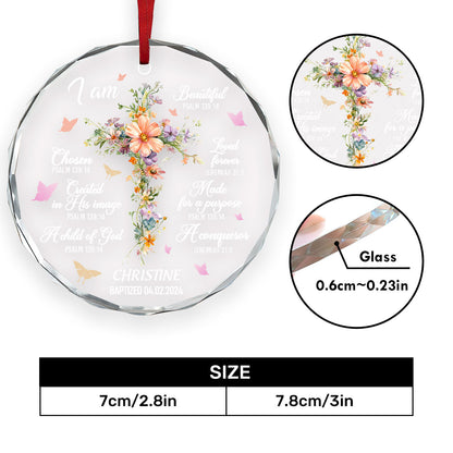 Unique Baptism Ornament For Newborn Baby | Personalized 1-Side Round Glass Ornament JSURGOPHLPA1758TA