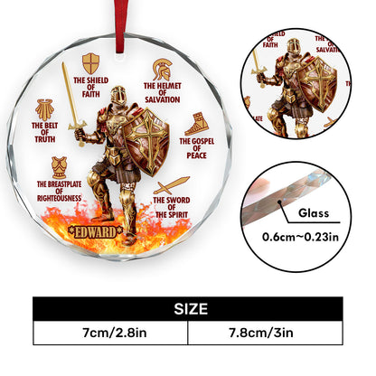 Armor Of God | Personalized 1-Side Round Glass Ornament JSURGOPPT1696M