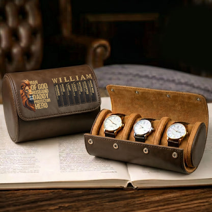 Man Of God Husband Daddy Protector Hero | Personalized Leather Watch Case