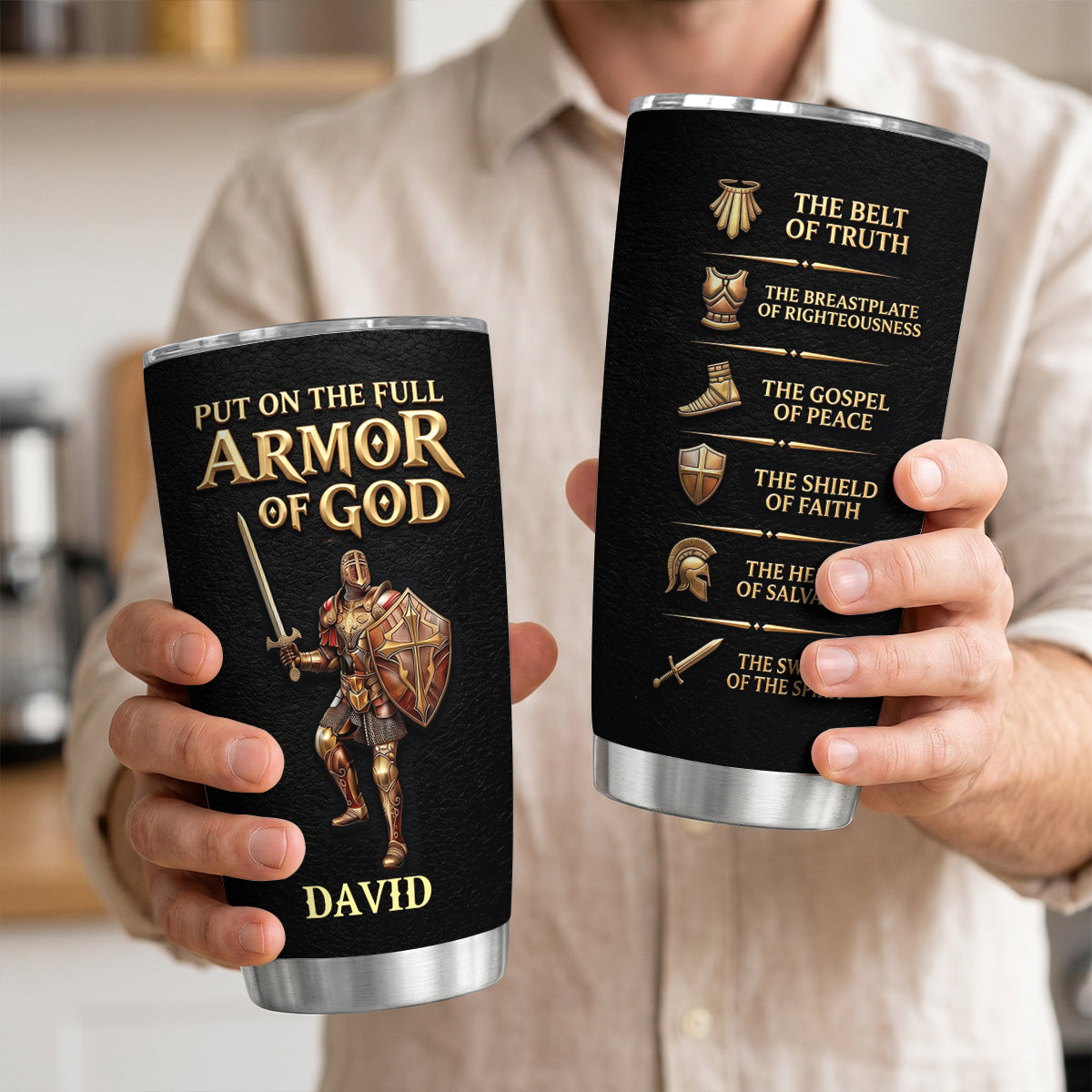 Put On The Full Armor Of God | Personalized Stainless Steel Tumbler