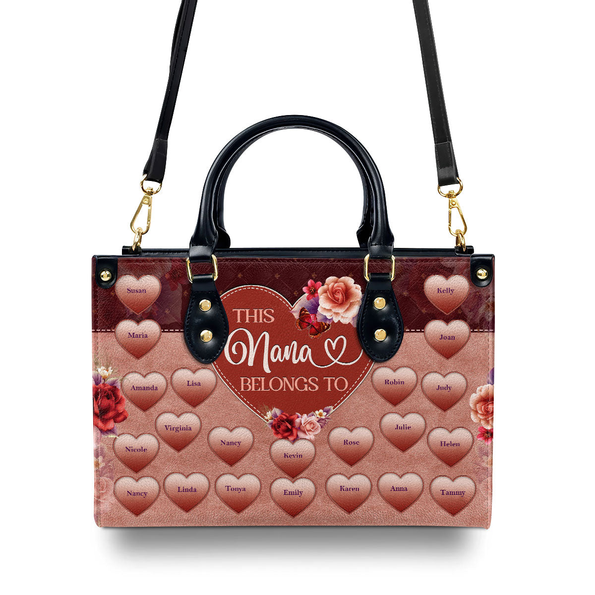 This Mom/Grandma/Nana Belongs To| Personalized Leather Handbag With Zipper LHBM800