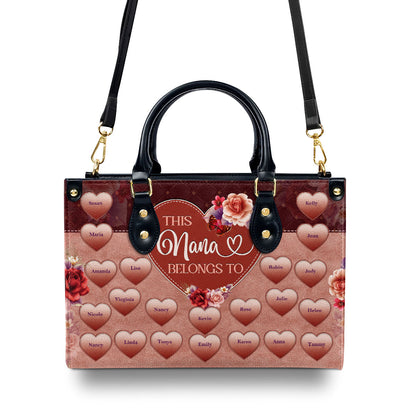 This Mom/Grandma/Nana Belongs To| Personalized Leather Handbag With Zipper LHBM800