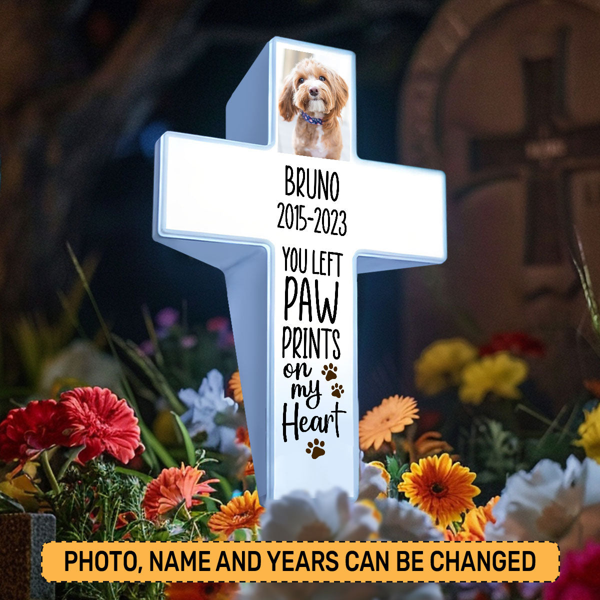 Jesuspirit Personalized Solar Powered Lighted White Cross | Memorial Quotes For Beloved Pets SPLWCH10-15