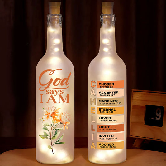 God Says I Am | Personalized Bottle Lamp