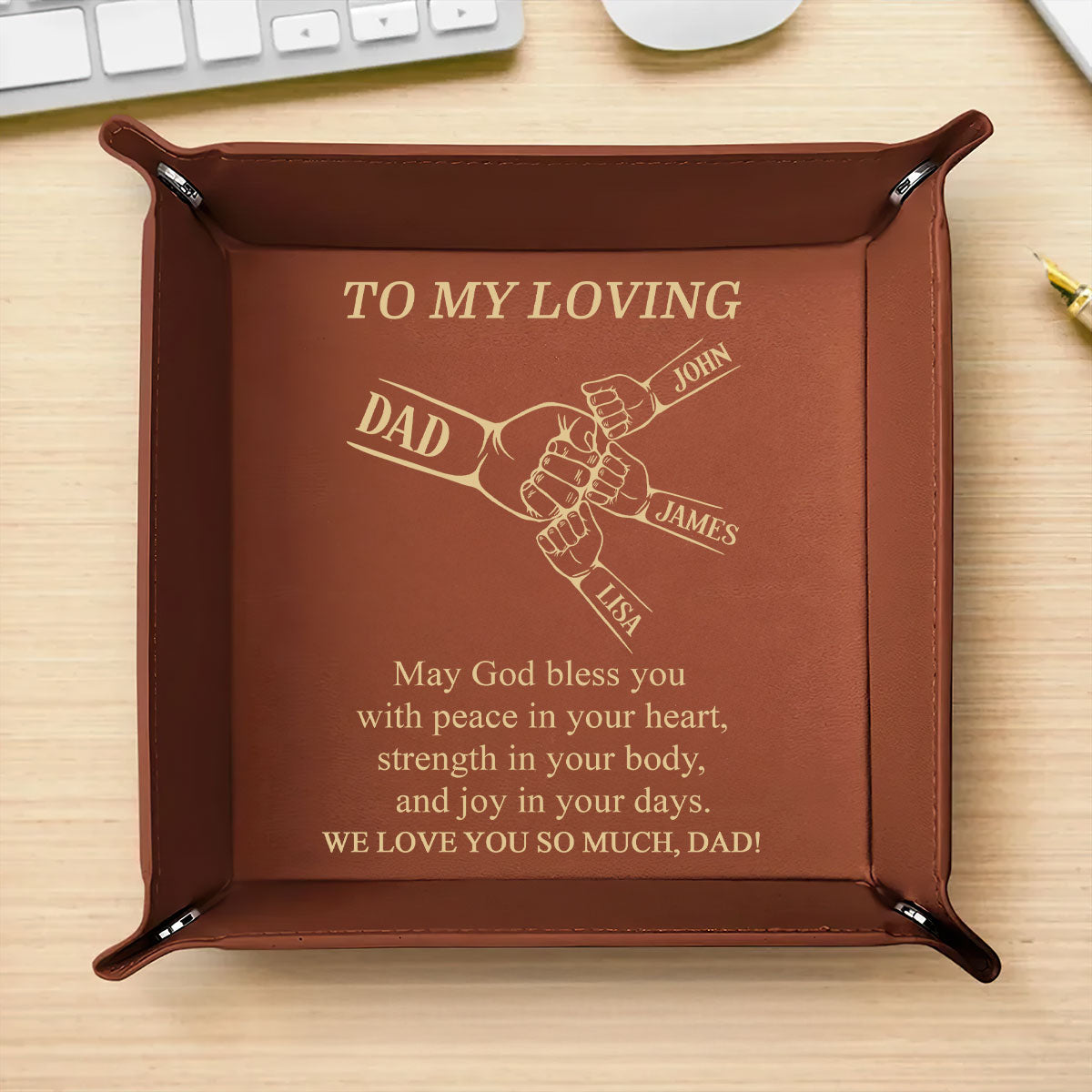 To My Loving Dad | Personalized Leather Valet Tray