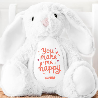 You Make Me Happy | Personalized Stuffed Bunny
