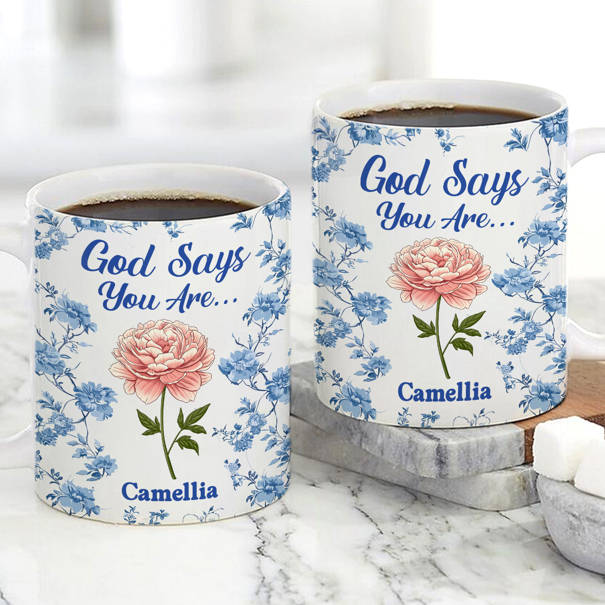 God Says I Am  | Personalized Ceramic Coffee Mug