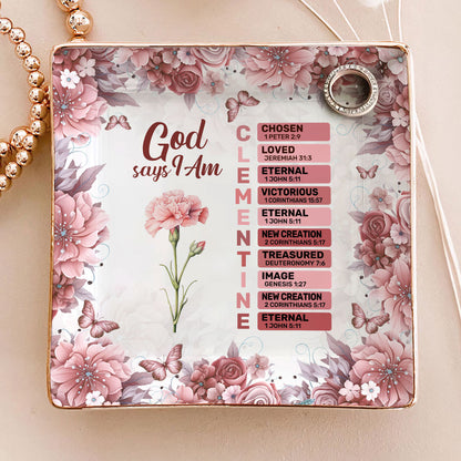 God Says I Am | Personalized Ceramic Ring Dish Square