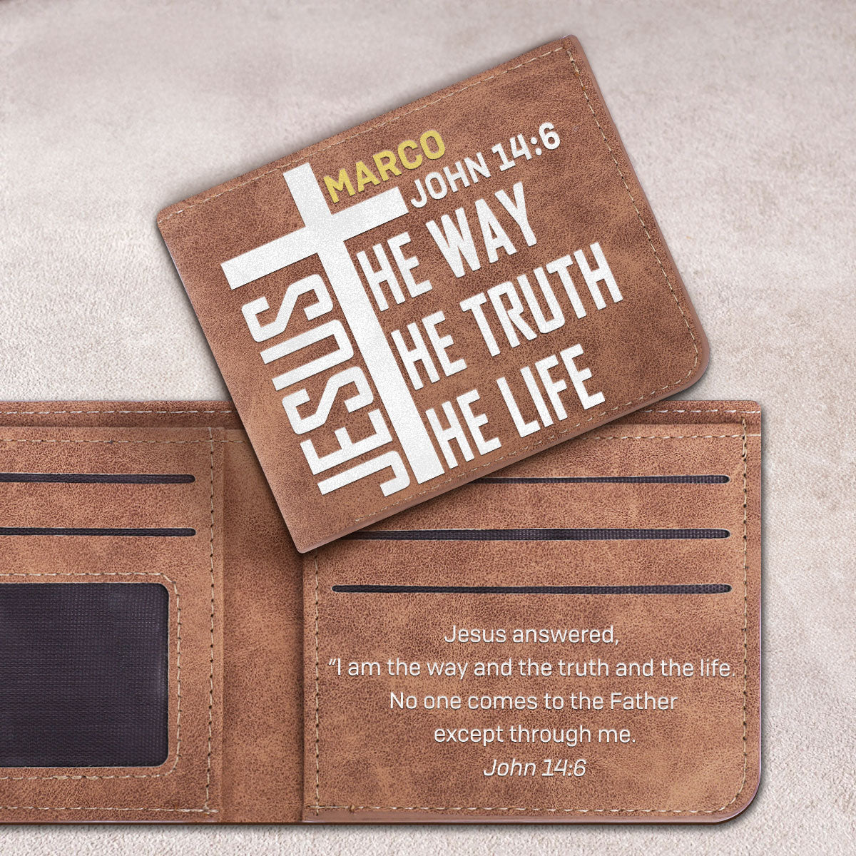 Jesus The Way The Truth The Life | Personalized Classic Leather Wallet