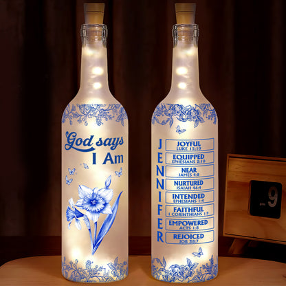 God Says I Am | Personalized Bottle Lamp