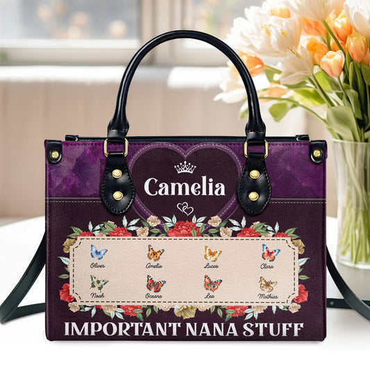 Important Nana Stuff | Personalized Leather Handbag