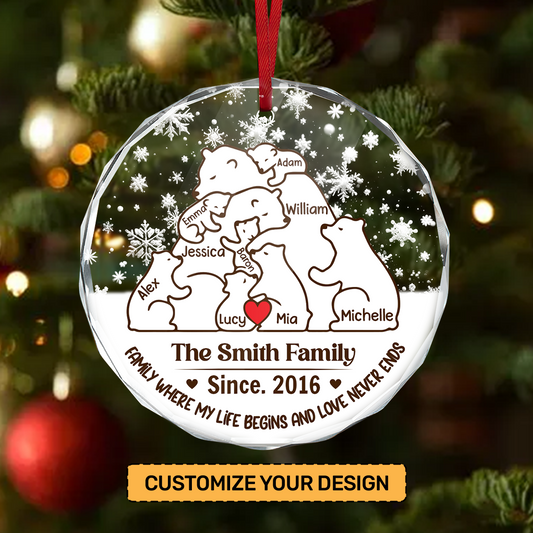This Is Us | Personalized 1-Side Round Glass Ornament JSURGOPPTN1706L