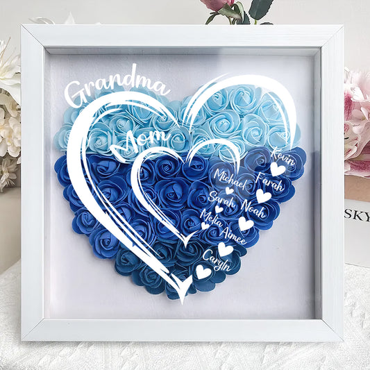 Mommy's Hearts  | Personalized Heart Flower Shadow Box