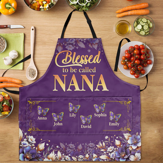 Blessed To Be Called Nana | Personalized Apron With Pocket