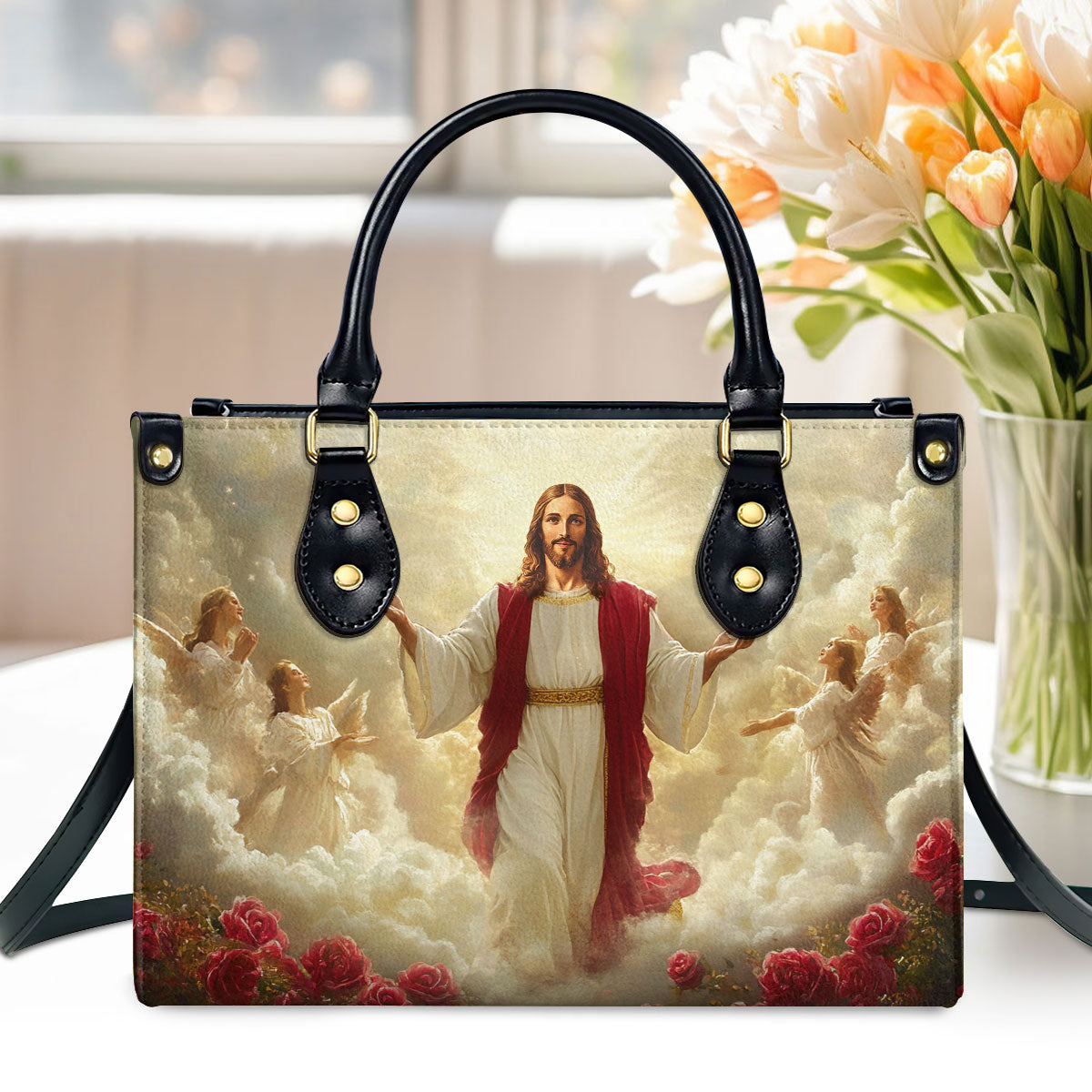 Glorious Ascension Christ Rising In Majesty | Leather Handbag