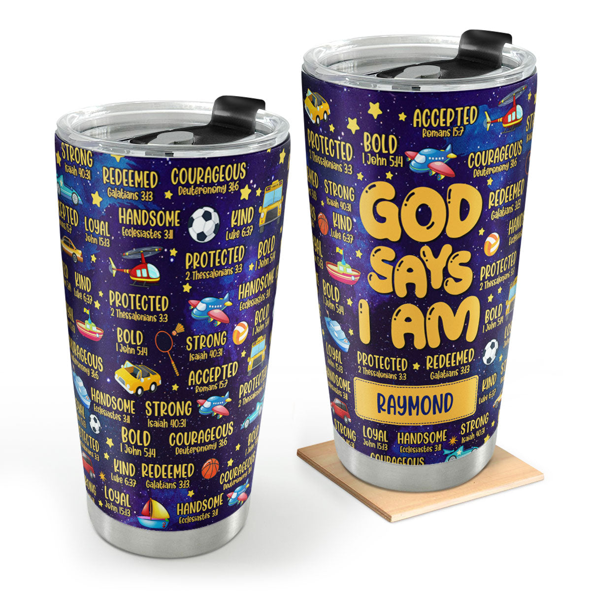 God Says I Am | Personalized Stainless Steel Tumbler For Kids JSSSTH881