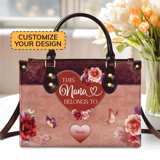 This Mom/Grandma/Nana Belongs To| Personalized Leather Handbag With Zipper LHBM800
