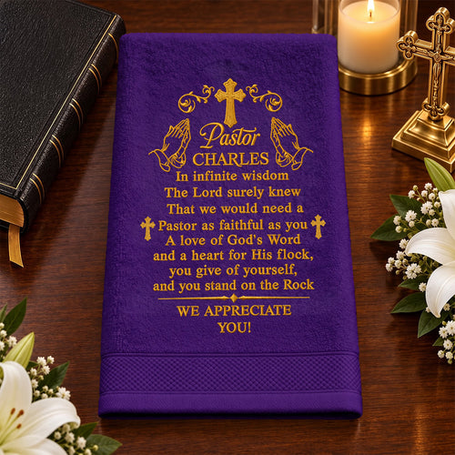 A Pastor As Faithful As You | Personalized Embroidered Fingertip Towel