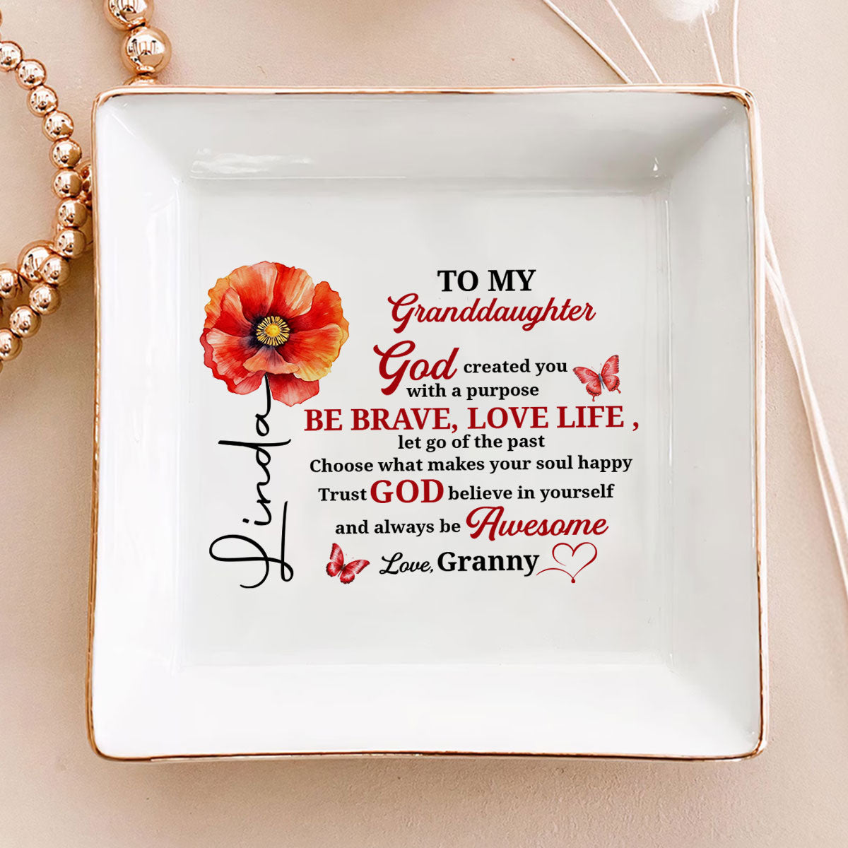 To My Daughter | Personalized Square Shaped Jewelry Dish