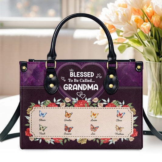 Blessed To Be Called Nana | Personalized Leather Handbag