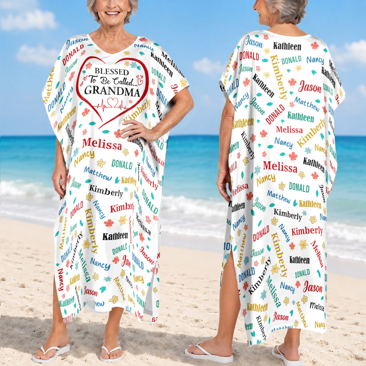 Blessed To Be Called Grandma Colorful | Personalized Kaftan Dress