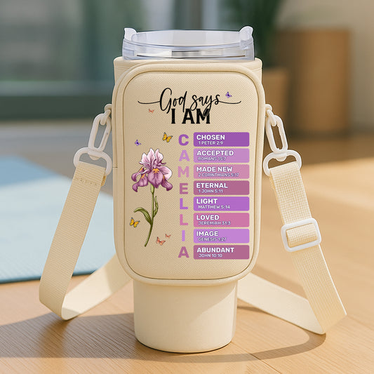 God Says I Am | Personalized Tumbler Holder Bag