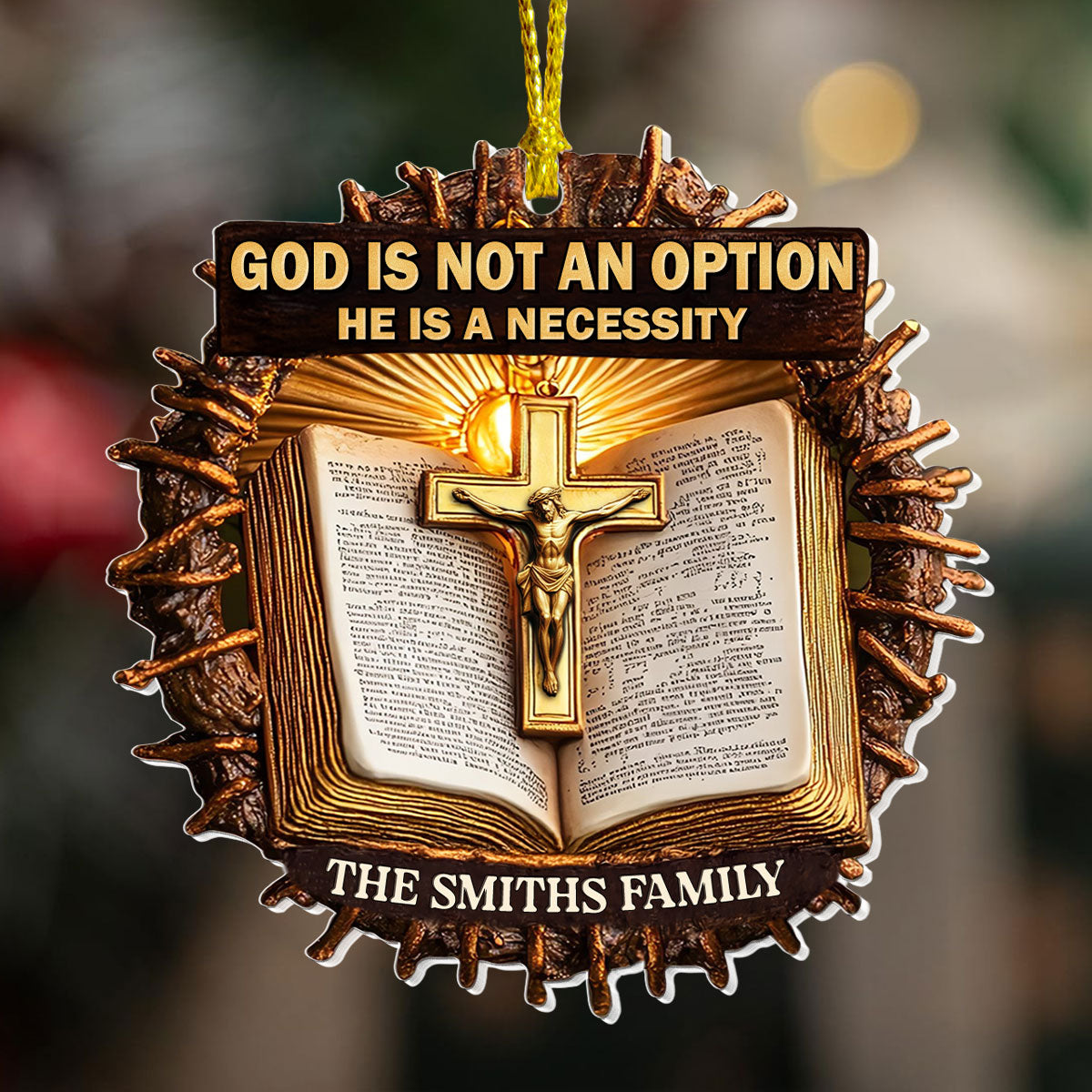 God Is Not An Option He Is A Necessity | Personalized 1-Side Acrylic Ornament