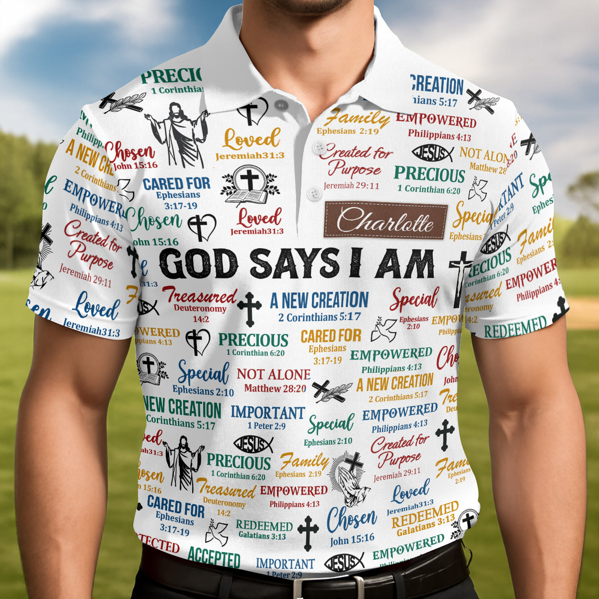 God Says I Am | Personalized Polo Shirt