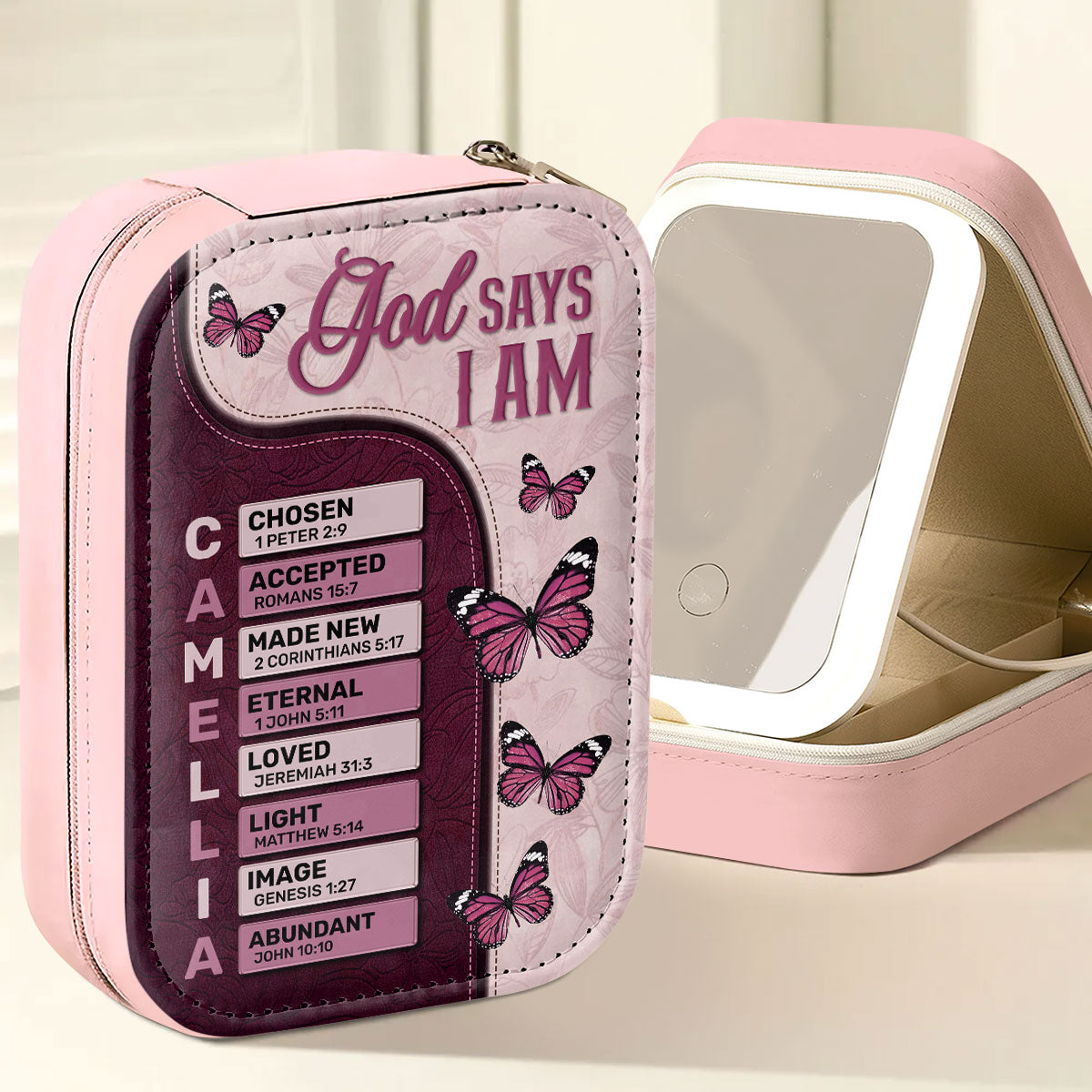 God Says I Am | Personalized Custom Jewelry Box With LED Mirror