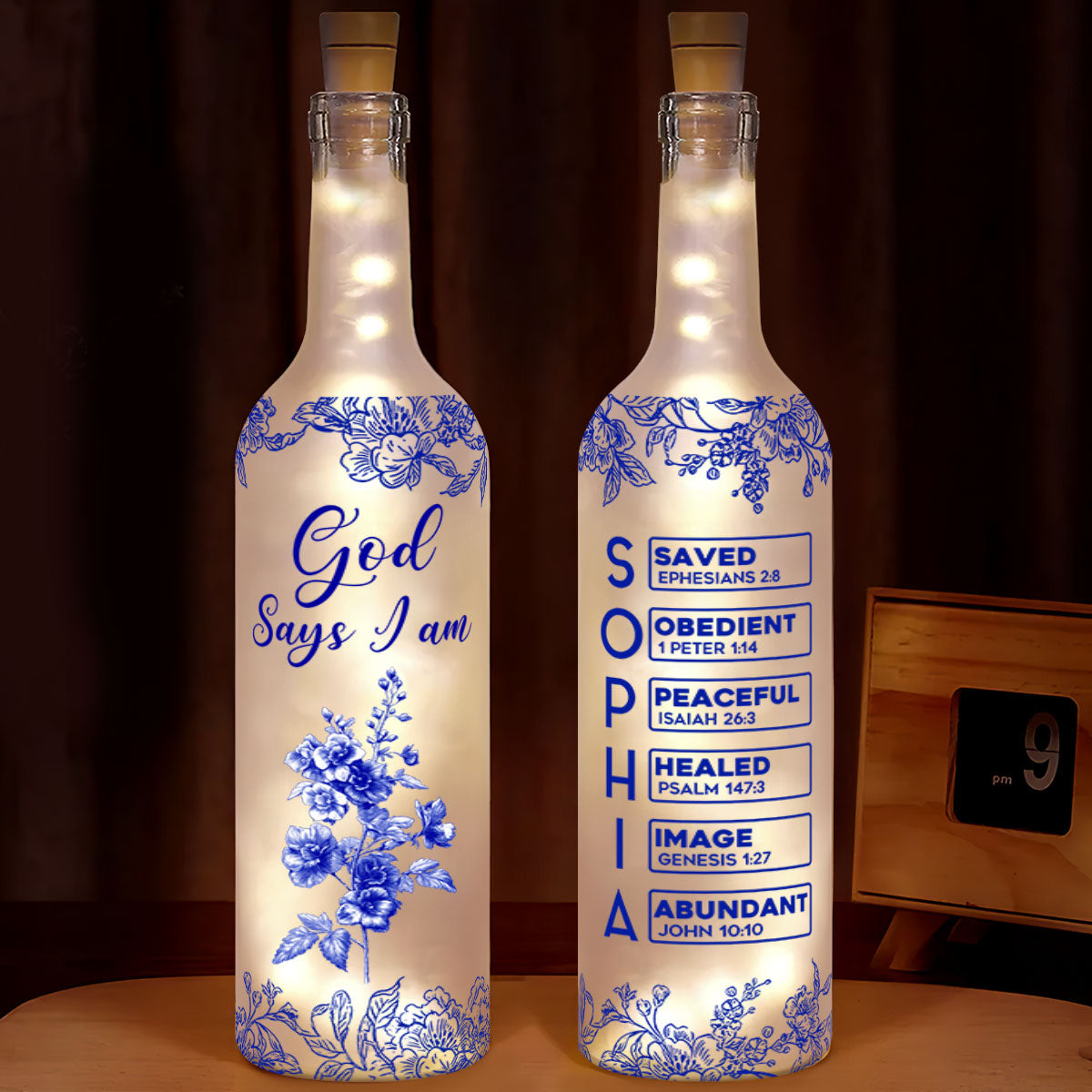 God Says I Am | Personalized Bottle Lamp