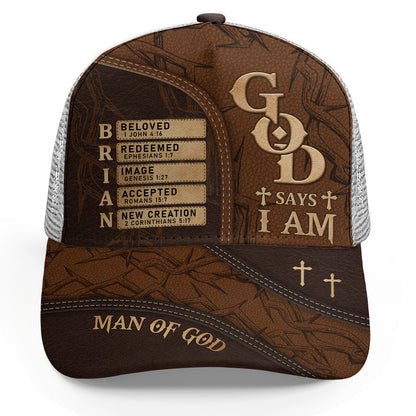 God Says I Am | Personalized Mesh Back Casual Cap