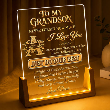 To My Grandson Never Forget How Much I Love You | Personalized Night Light