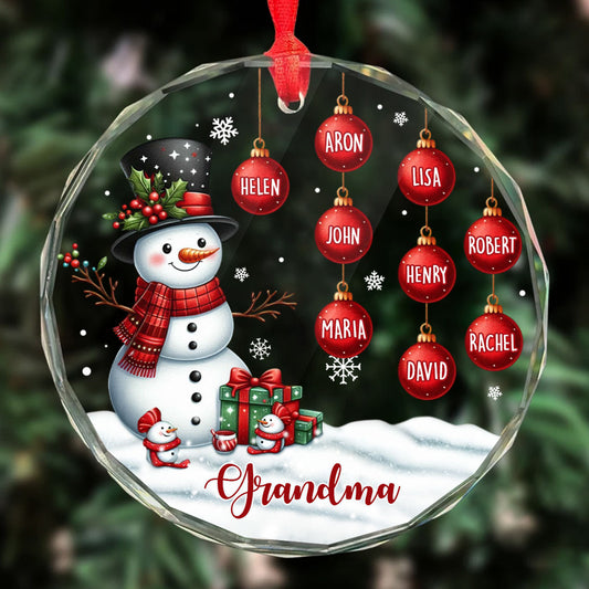 Happy Grandma | Personalized 1-Side Round Glass Ornament JSURGOPHLL2693T