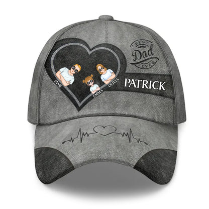 Best Papa Ever Heart - Personalized Classic Cap JSCCLN39
