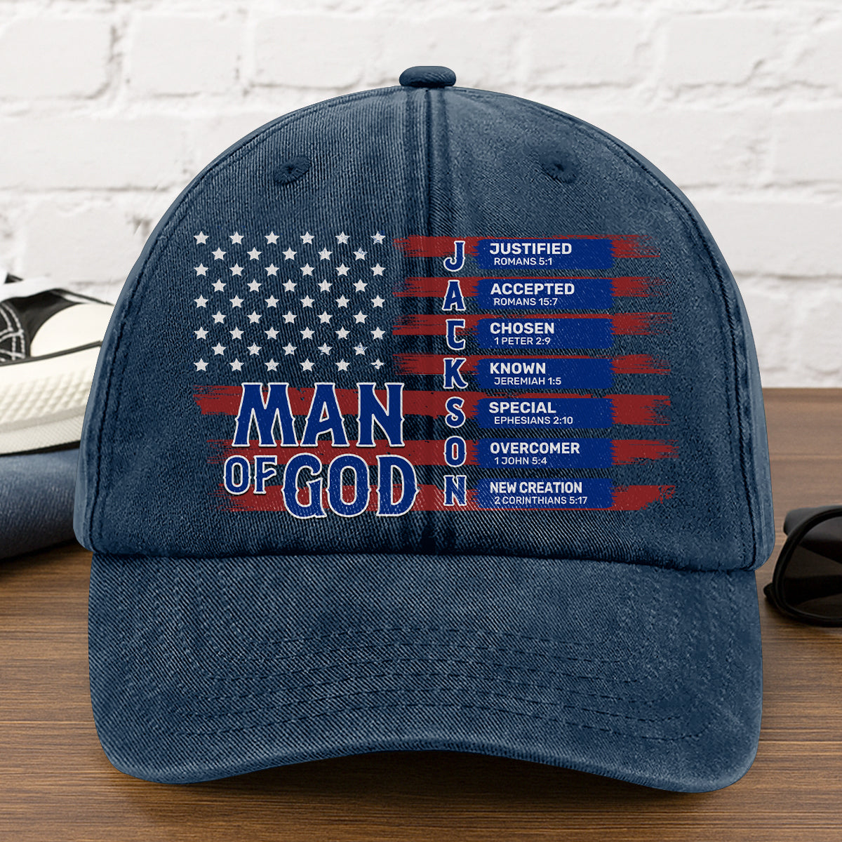 Man Of God  | Personalized Vintage Washed Denim Cap