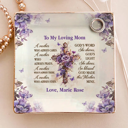 To My Loving Mom | Personalized Ceramic Ring Dish Square