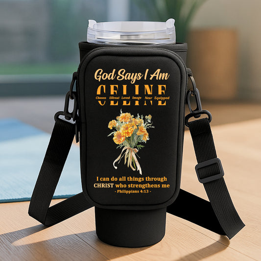 God Says I Am | Personalized Tumbler Holder Bag