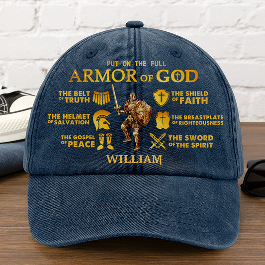 Armor Of God  | Personalized Vintage Washed Denim Cap