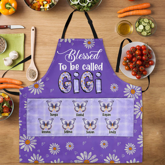 Blessed To Be Called Grandma | Personalized Apron With Pocket