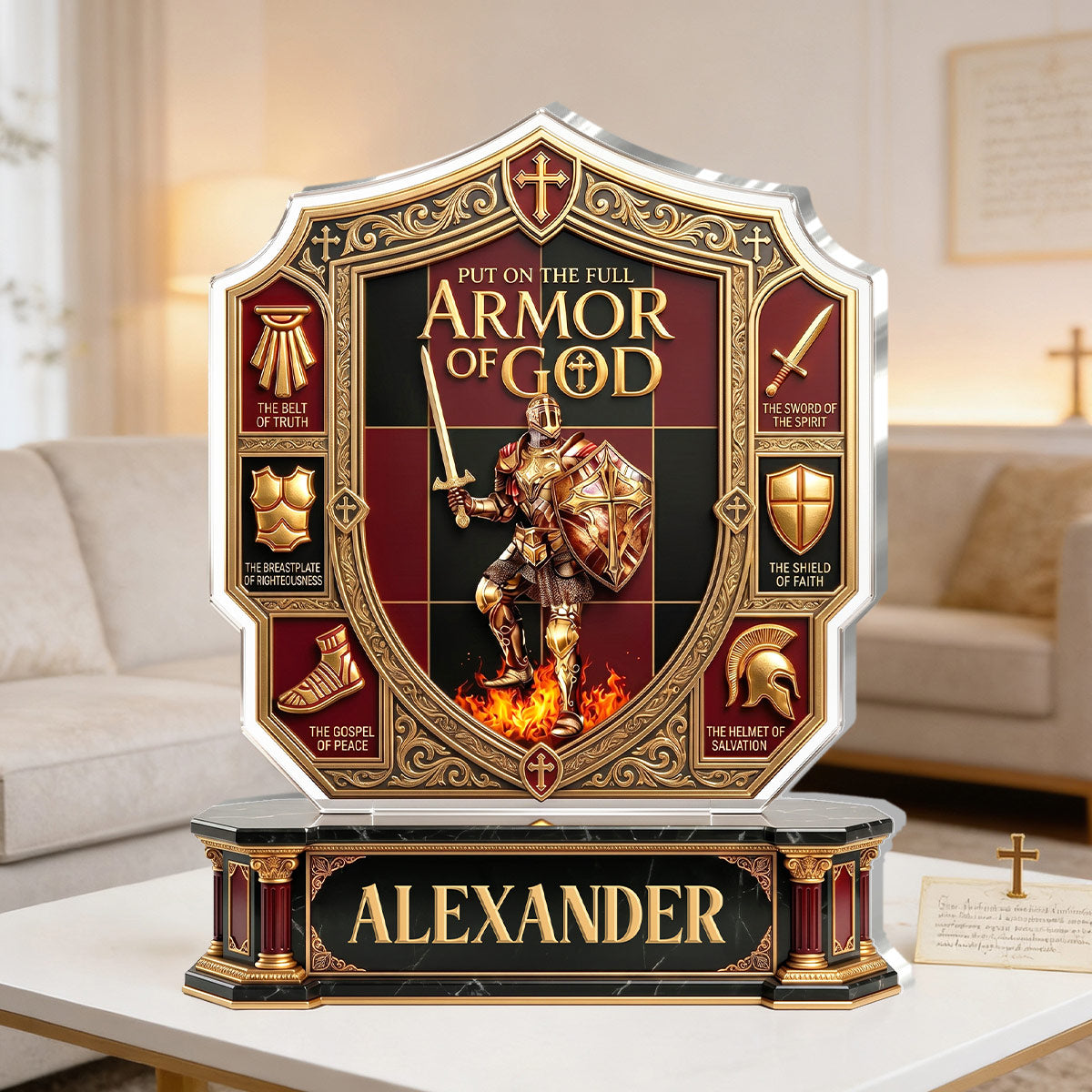 Put On The Full Armor Of God | Personalized Custom Shaped Acrylic Plaque