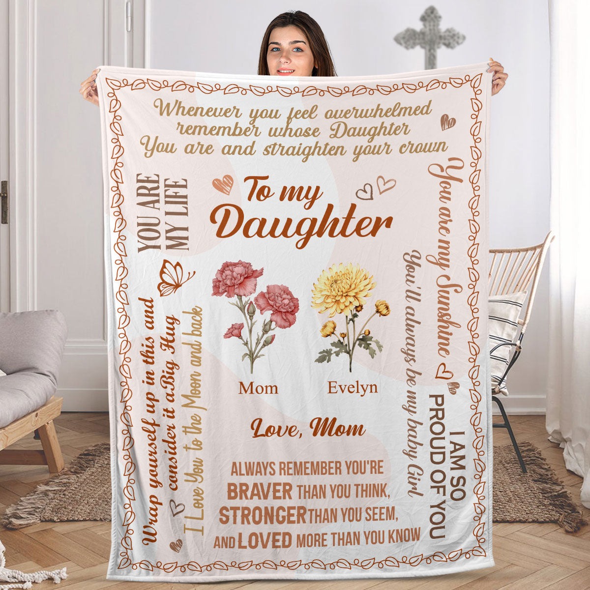To My Daughter/Granddaughter Birth Month Flowers | Personalized Fleece Blanket JSFBPH2420L