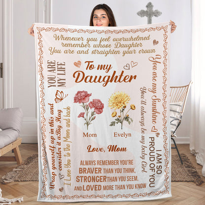 To My Daughter/Granddaughter Birth Month Flowers | Personalized Fleece Blanket JSFBPH2420L