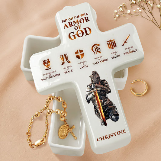 Put On The Full Armor Of God | Personalized Cross Jewelry Box