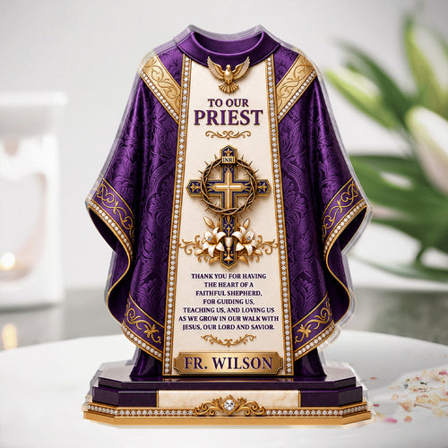 To Our Priest For Having The Heart Of A Faithful Shepherd V2 | Personalized Custom Shaped Acrylic Plaque