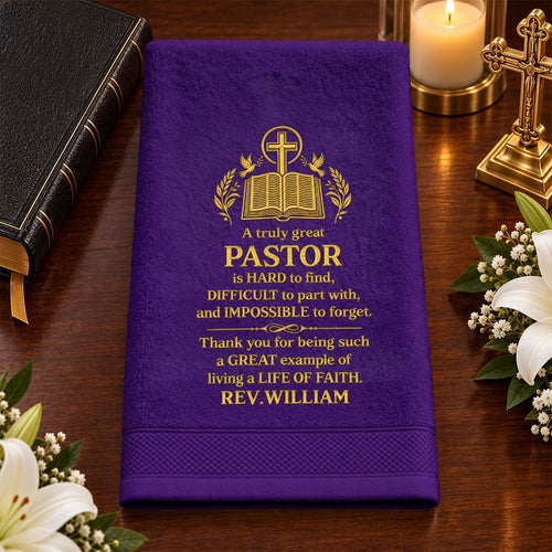 A Truly Great Pastor | Personalized Embroidered Fingertip Towel